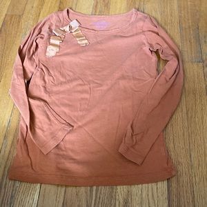 Crewcuts miles of smiles washed out orange long sleeve tee with ribbon bow